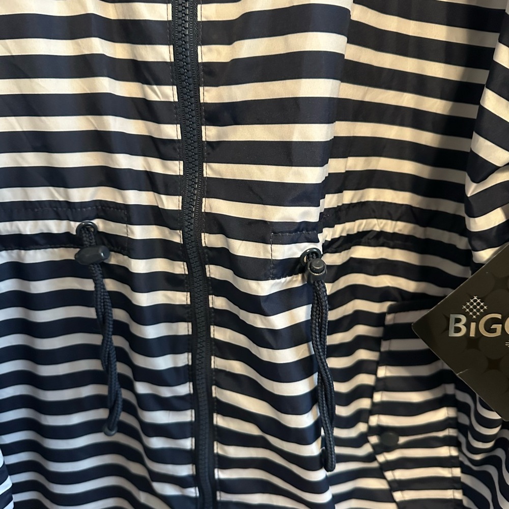Big Chill Woman’s Navy and White Striped Raincoat - Picture 6 of 16